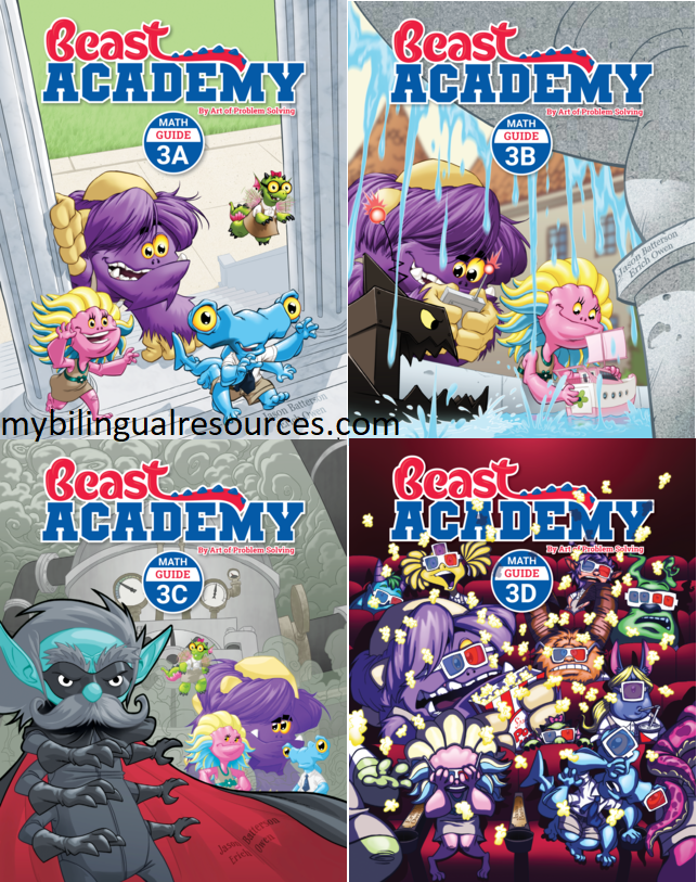 Beast Academy 3rd Grade Guide Book Set (Guide 3A, 3B, 3C, 3D)
