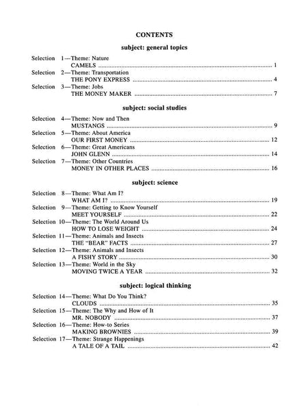 Early Reading Comprehension in Varied Subject Matter Book B and answer key set