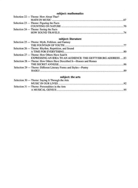 Reading Comprehension in Varied Subject Matter Book 5