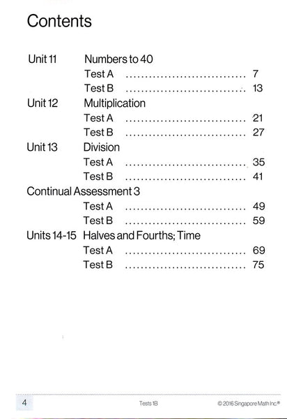 Singapore Math Tests 1B (Common Core Edition)