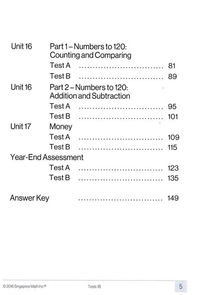 Singapore Math Tests 1B (Common Core Edition)