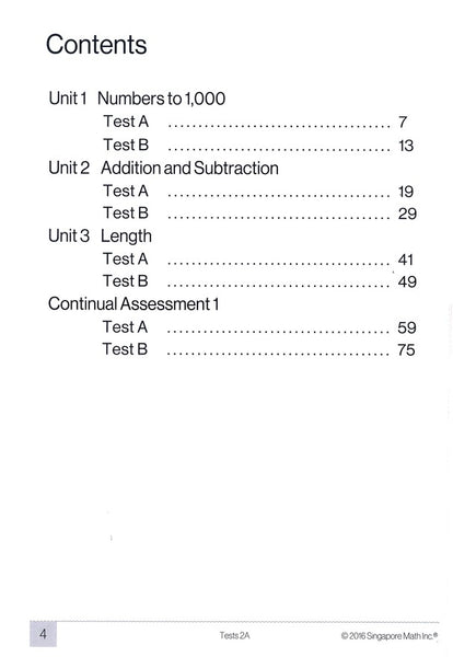 Singapore Math Tests 2A (Common Core Edition)
