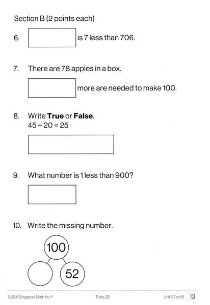 Singapore Math Tests 2B (Common Core Edition)