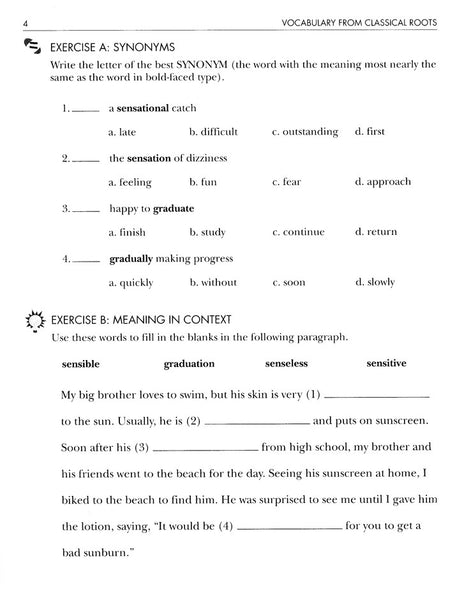 Vocabulary from Classical Roots Student Book 4 and Answer Key Set