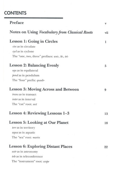Vocabulary from Classical Roots Student Book 5 and Answer Key Set