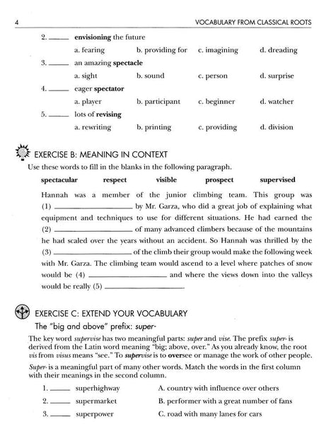 Vocabulary from Classical Roots Student Book 6 and Answer Key Set