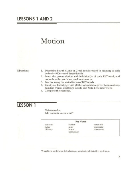 Vocabulary from Classical Roots Student Book B (Grade 8) and Answer Key Set