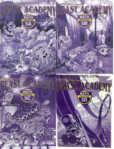 Beast Academy 5th Grade Practice Book Set (Practice 5A, 5B, 5C, 5D)