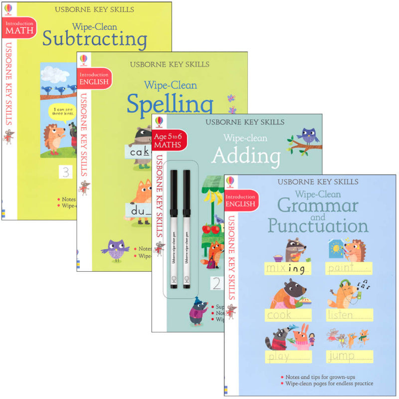 Usborne Wipe-Clean Key Skills Intro Packs (4 books)