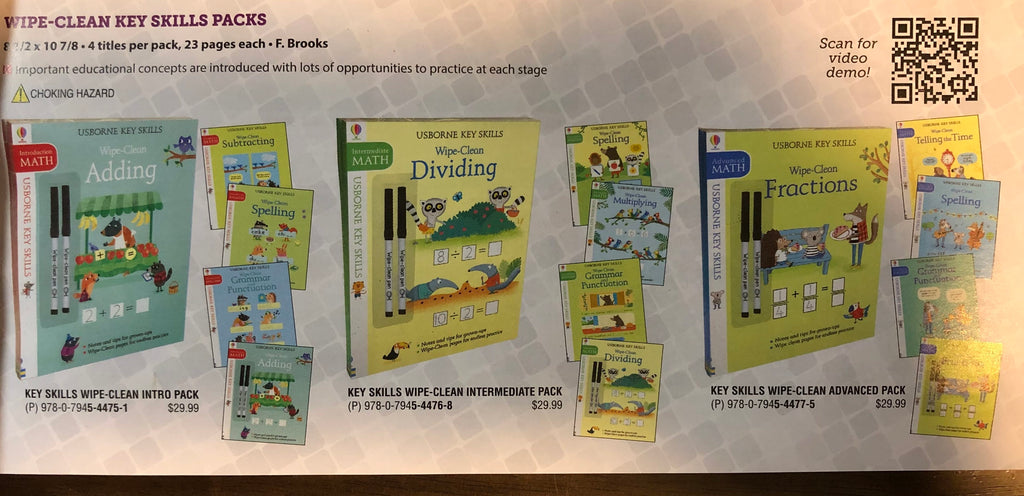 Usborne Wipe-Clean Key Skills Packs (3 Packs, 12 books)