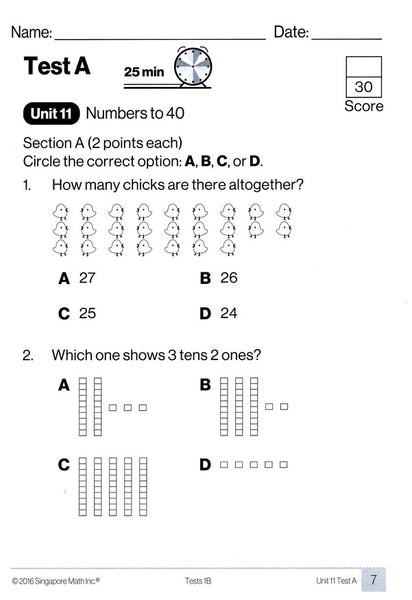 Singapore Math Tests 1B (Common Core Edition)