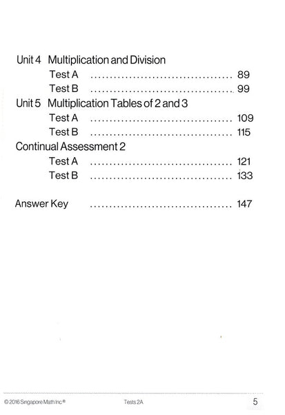 Singapore Math Tests 2A (Common Core Edition)