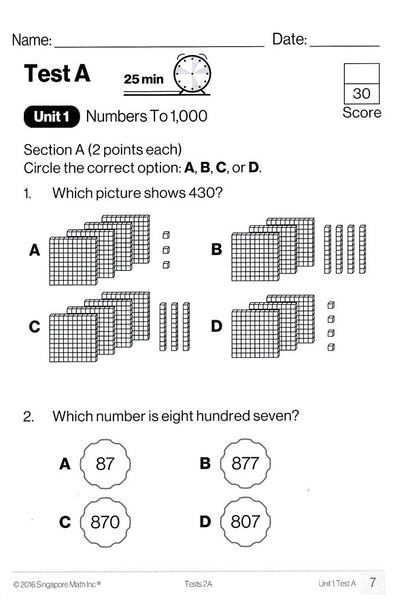 Singapore Math Tests 2A (Common Core Edition)