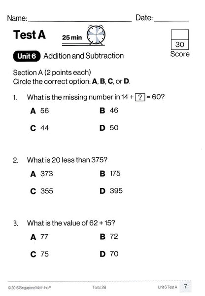 Singapore Math Tests 2B (Common Core Edition)