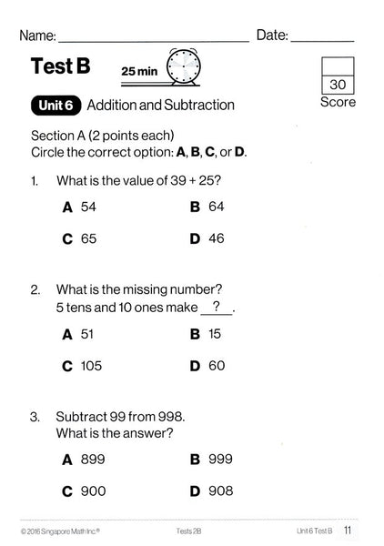 Singapore Math Tests 2B (Common Core Edition)