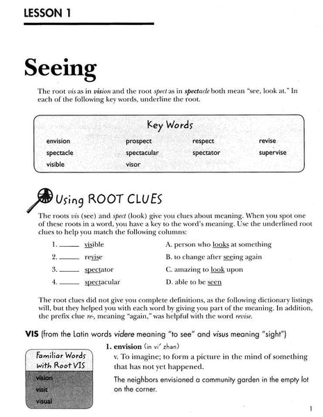 Vocabulary from Classical Roots Student Book 6 and Answer Key Set