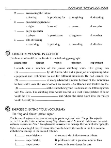 Vocabulary from Classical Roots Student Book 6 and Answer Key Set