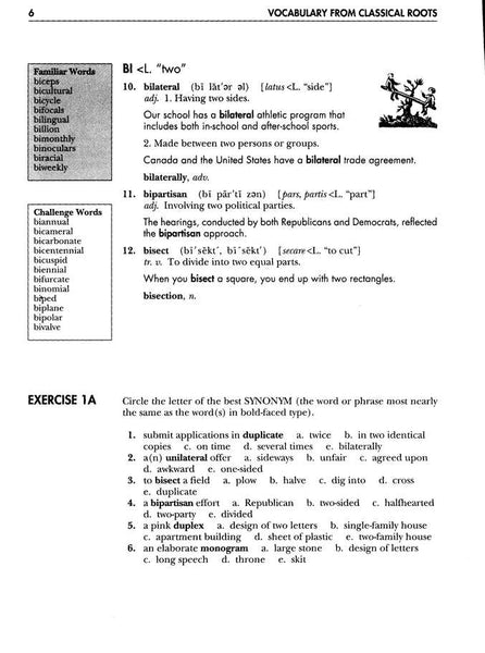 Vocabulary from Classical Roots Student Book A (Grade 7) and Answer Key Set