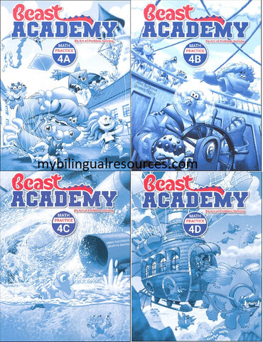 Beast Academy 4th Grade Practice Book Set (Practice 4A, 4B, 4C, 4D)